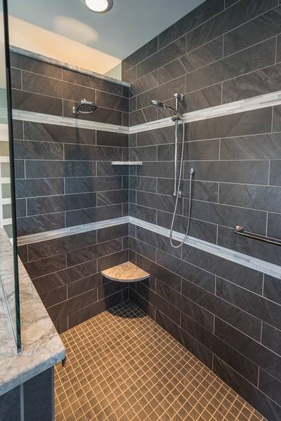 Gray Tiled Shower Remodel